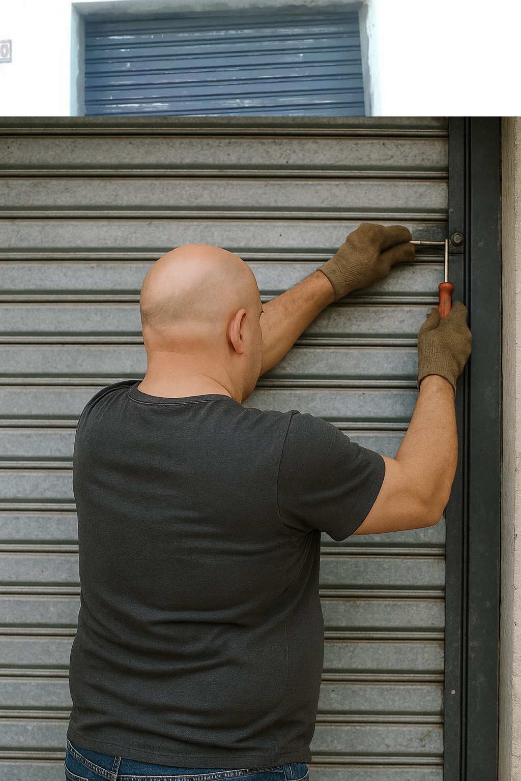 Conserto de porta de aço (trabalho em andamento)